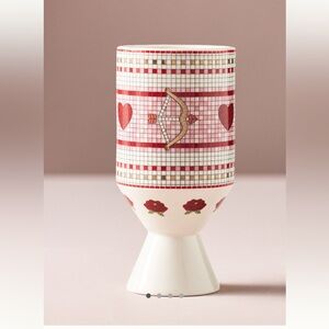 Anthropologie bistro valentines Decorative Red and White vase